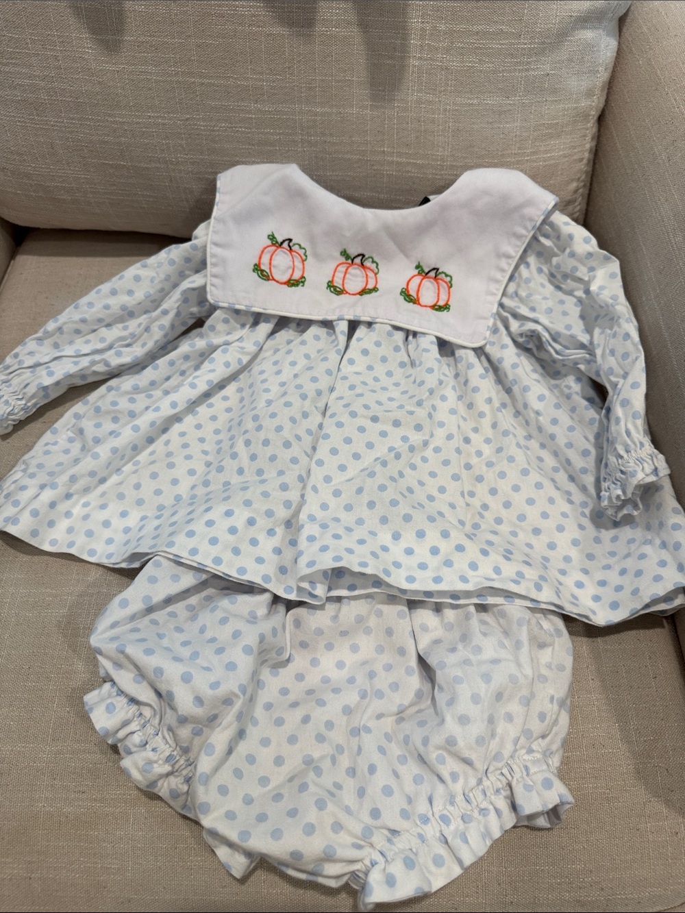Smocked pumpkin Halloween fall 18 months